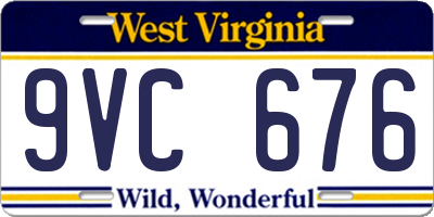 WV license plate 9VC676