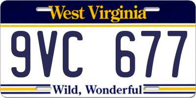 WV license plate 9VC677
