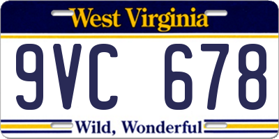 WV license plate 9VC678