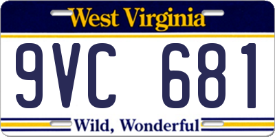 WV license plate 9VC681