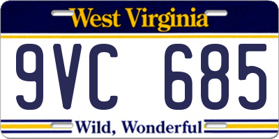WV license plate 9VC685