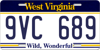 WV license plate 9VC689