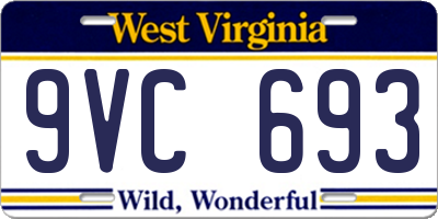 WV license plate 9VC693