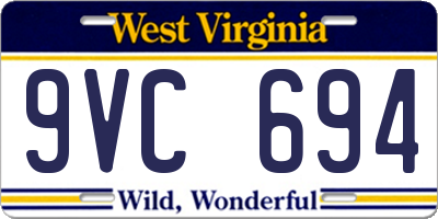WV license plate 9VC694