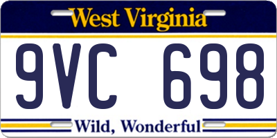 WV license plate 9VC698