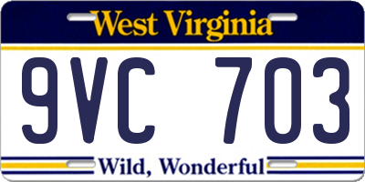 WV license plate 9VC703