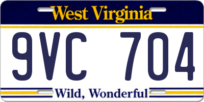 WV license plate 9VC704