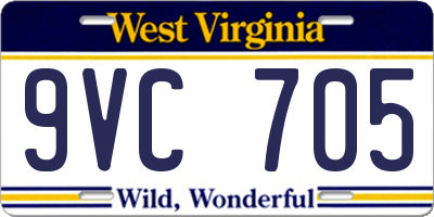 WV license plate 9VC705