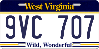 WV license plate 9VC707