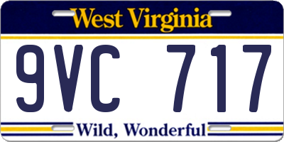 WV license plate 9VC717