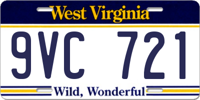 WV license plate 9VC721
