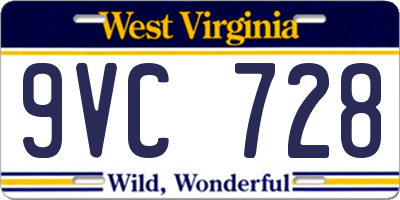 WV license plate 9VC728