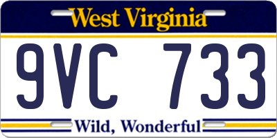 WV license plate 9VC733