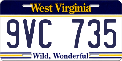 WV license plate 9VC735