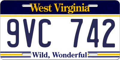 WV license plate 9VC742