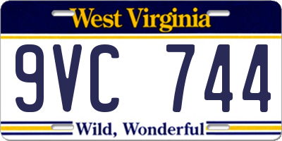 WV license plate 9VC744