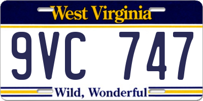 WV license plate 9VC747