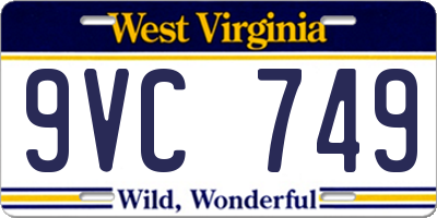 WV license plate 9VC749