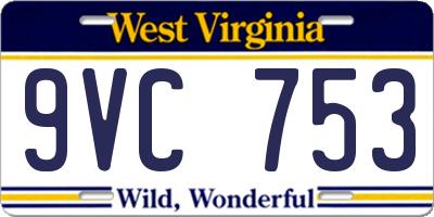 WV license plate 9VC753