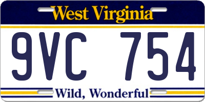 WV license plate 9VC754
