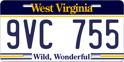 WV license plate 9VC755