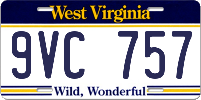 WV license plate 9VC757