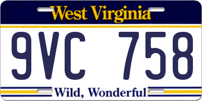 WV license plate 9VC758