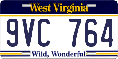 WV license plate 9VC764