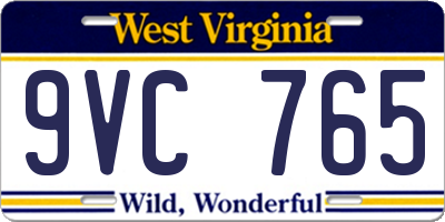 WV license plate 9VC765