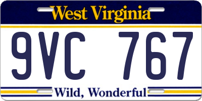 WV license plate 9VC767