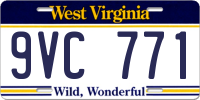 WV license plate 9VC771