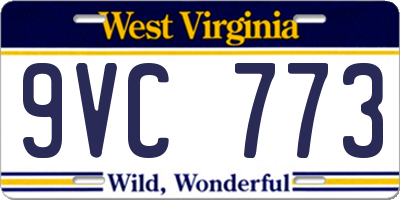 WV license plate 9VC773