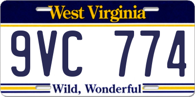 WV license plate 9VC774