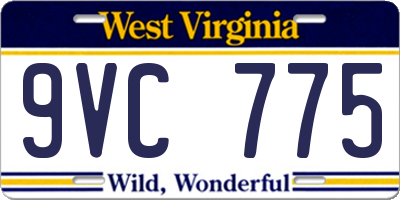 WV license plate 9VC775