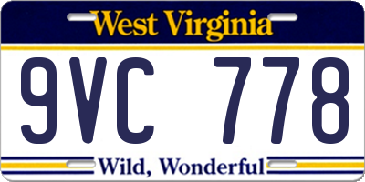 WV license plate 9VC778