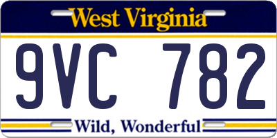 WV license plate 9VC782