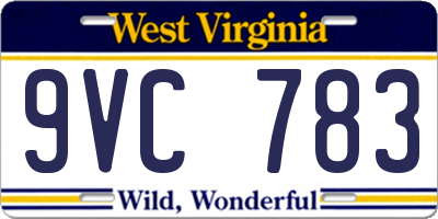 WV license plate 9VC783