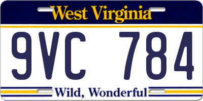 WV license plate 9VC784