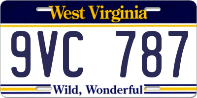 WV license plate 9VC787