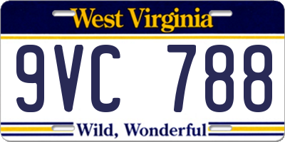 WV license plate 9VC788