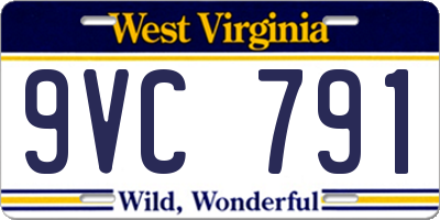 WV license plate 9VC791
