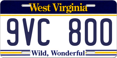 WV license plate 9VC800