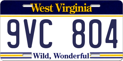 WV license plate 9VC804