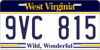 WV license plate 9VC815