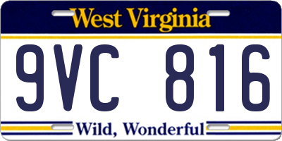 WV license plate 9VC816