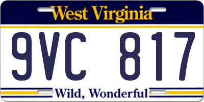 WV license plate 9VC817