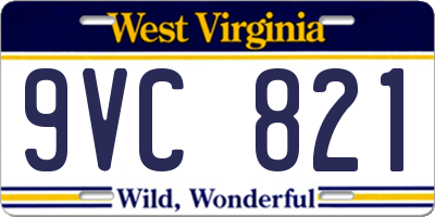 WV license plate 9VC821