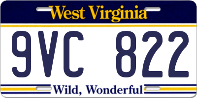 WV license plate 9VC822