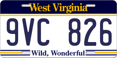 WV license plate 9VC826