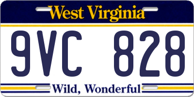 WV license plate 9VC828